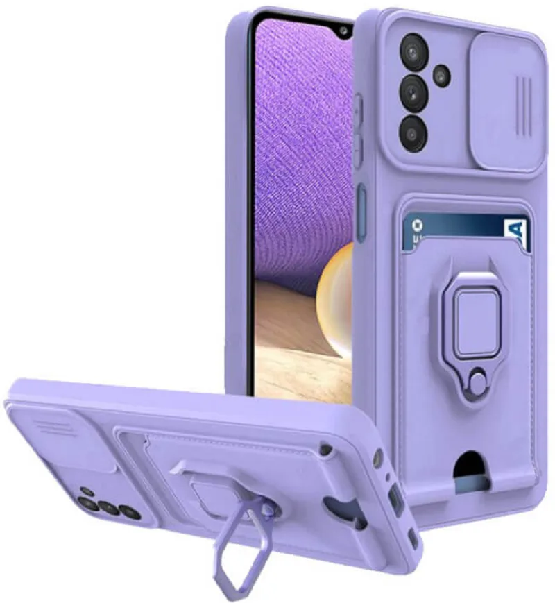 Bodycell Multifunction - Ανθεκτική Θήκη Samsung Galaxy A13 5G με Λουράκι Λαιμού / Κάλυμμα Κάμερας / Ring Holder / Υποδοχή Κάρτας - Purple (5206015004056)
