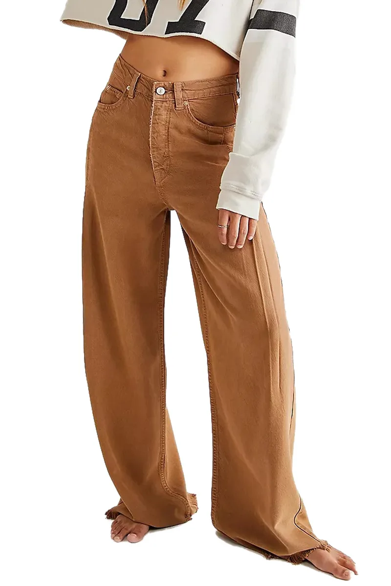 Παντελόνι Jean Free People Old West Slouchy OB1387530-CHOCOLATE LAVA Γυναικείο