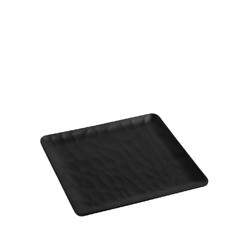 Πιάτο Γλυκού Τετράγωνο Μελαμίνης Black Wavy Matt ESPIEL 18x18εκ. MLB347K72-6 (Σετ 6 Τεμάχια) (Υλικό: Μελαμίνη, Χρώμα: Μαύρο, Μέγεθος: Μεμονωμένο) - ESPIEL - MLB347K72-6