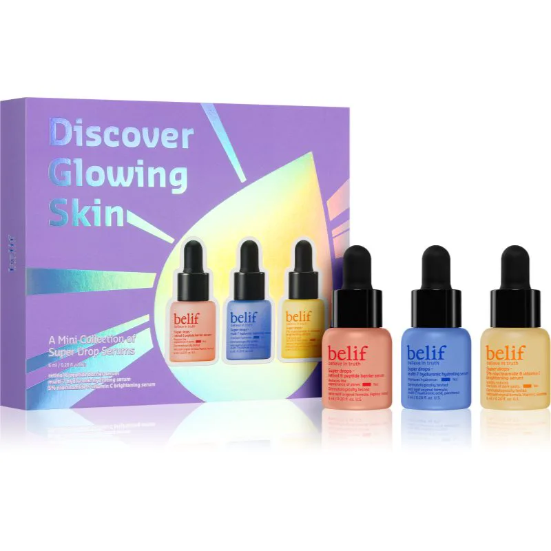 belif Super Drops Discover Glow Skin Kit σετ δώρου για τέλεια επιδερμίδα