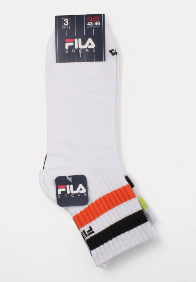 Fila Lifestyle Quarter Socks Fashion White 3 τεμάχια F5606-331-Πολύχρωμο