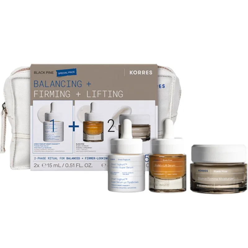 Korres Promo Greek Yoghurt Smart Probiotic Super Serum 15ml & Black Pine 4D Sculpt & Lift Serum 15ml & 4D Bounce, Firming & Moisturizer Day Cream 40ml & Δώρο Νεσεσέρ 1 Τεμάχιο