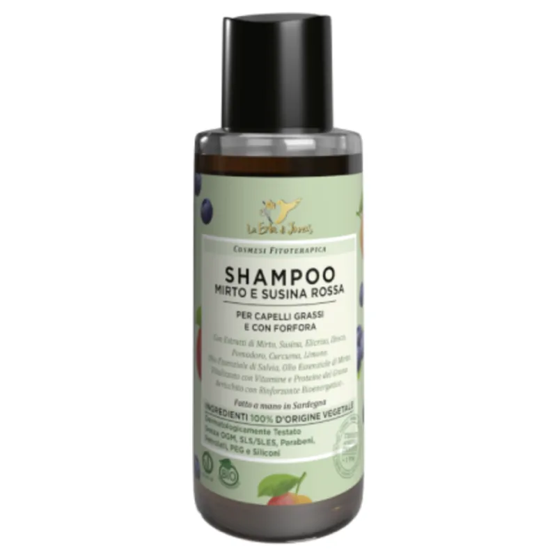 Le erbe di janas Shampoo for Oily Hair and Dandruff Myrtle & Red Plum, 50 ml