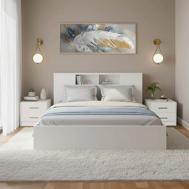 Σετ Κρεβατοκάμαρας Olympus White με Κρεβάτι 140x200εκ Σετ 3τεμ - PAKO WORLD - 200-001443