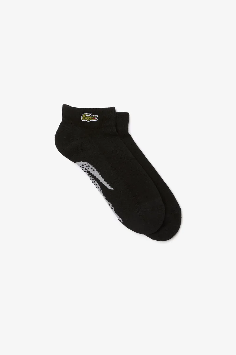 Lacoste ανδρικές κάλτσες μονόχρωμες με κεντημένο λογότυπο και jacquard contrast print - RA4188 Μαύρο