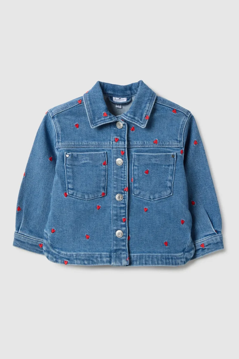 OVS βρεφικό denim μπουφάν με καρδούλες Regular Fit - 002514660 Denim Blue