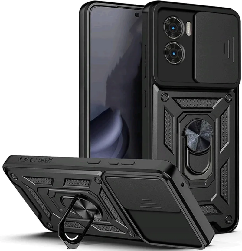 Θήκη Xiaomi Poco X7 Pro Tech-Protect Camshield Pro Ανθεκτική με Κάλυμμα για την Κάμερα & Ring Holder - Matte Black (5906302361359)