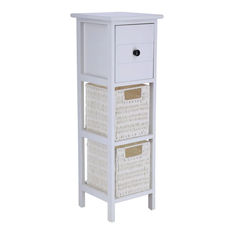 Συρταριέρα MDF Με 3 Συρτάρια 25x25x77εκ. Λευκή MRShome 2217000 (Υλικό: Mdf, Χρώμα: Λευκό) - sealskin - sl-DS-2217000