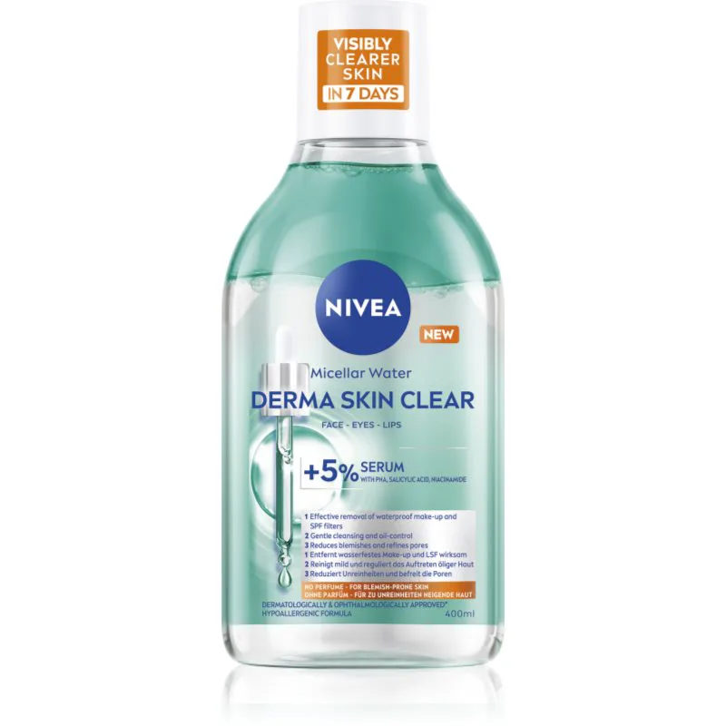 NIVEA Derma Skin Clear μικυλλιακό νερό καθαρισμού ενάντια στις ατέλειες της επιδερμίδας 400 ml