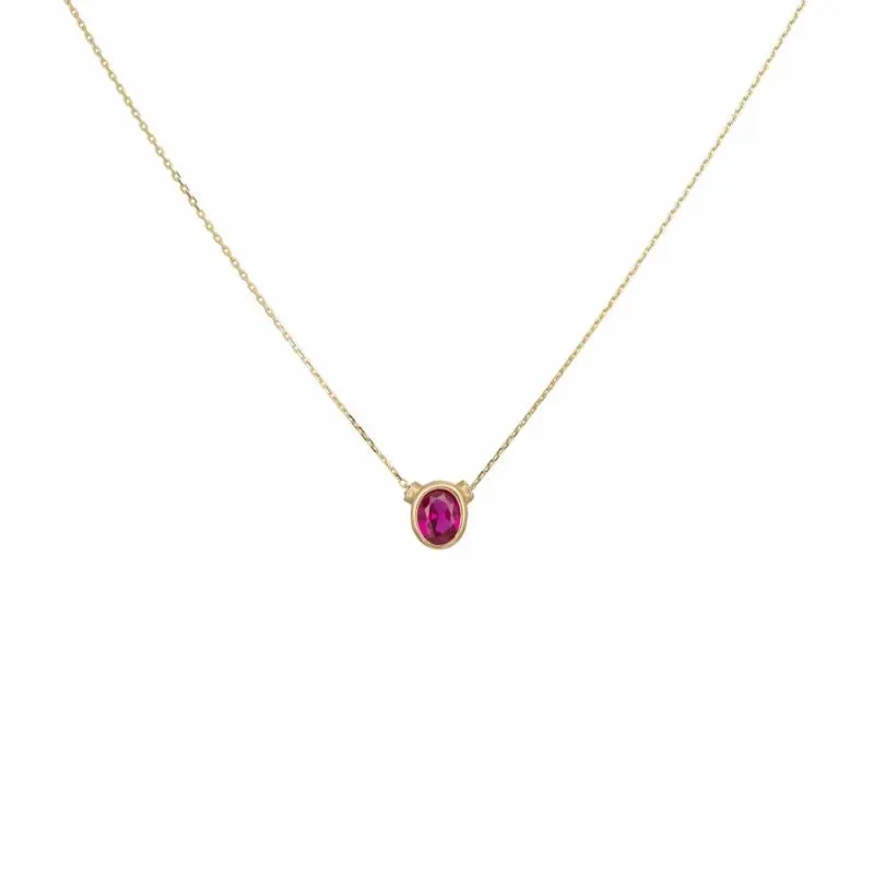 Χρυσό γυναικείο κολιέ Κ14 με κόκκινο ζιργκόν 047253 047253 Χρυσός 14 Καράτια