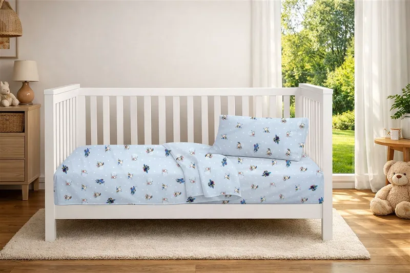 Κατωσέντονο Με Λάστιχο bebe Bear s Playtime 591 0,70X1,40X0,15 Sky Blue 100% Cotton