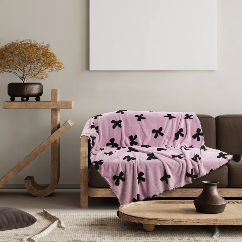 Das home κουβερτα καναπε jacquard fleece 1381 lilac 130χ170
