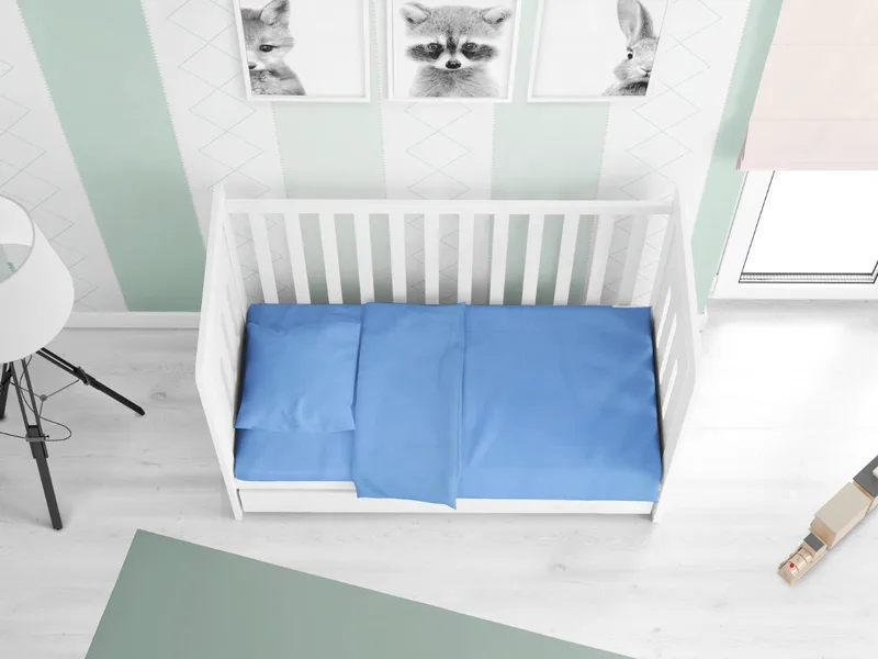 Σετ Σεντόνια Κούνιας 3 Τεμαχίων Dimcol Solid 498 Sky Blue 120x160