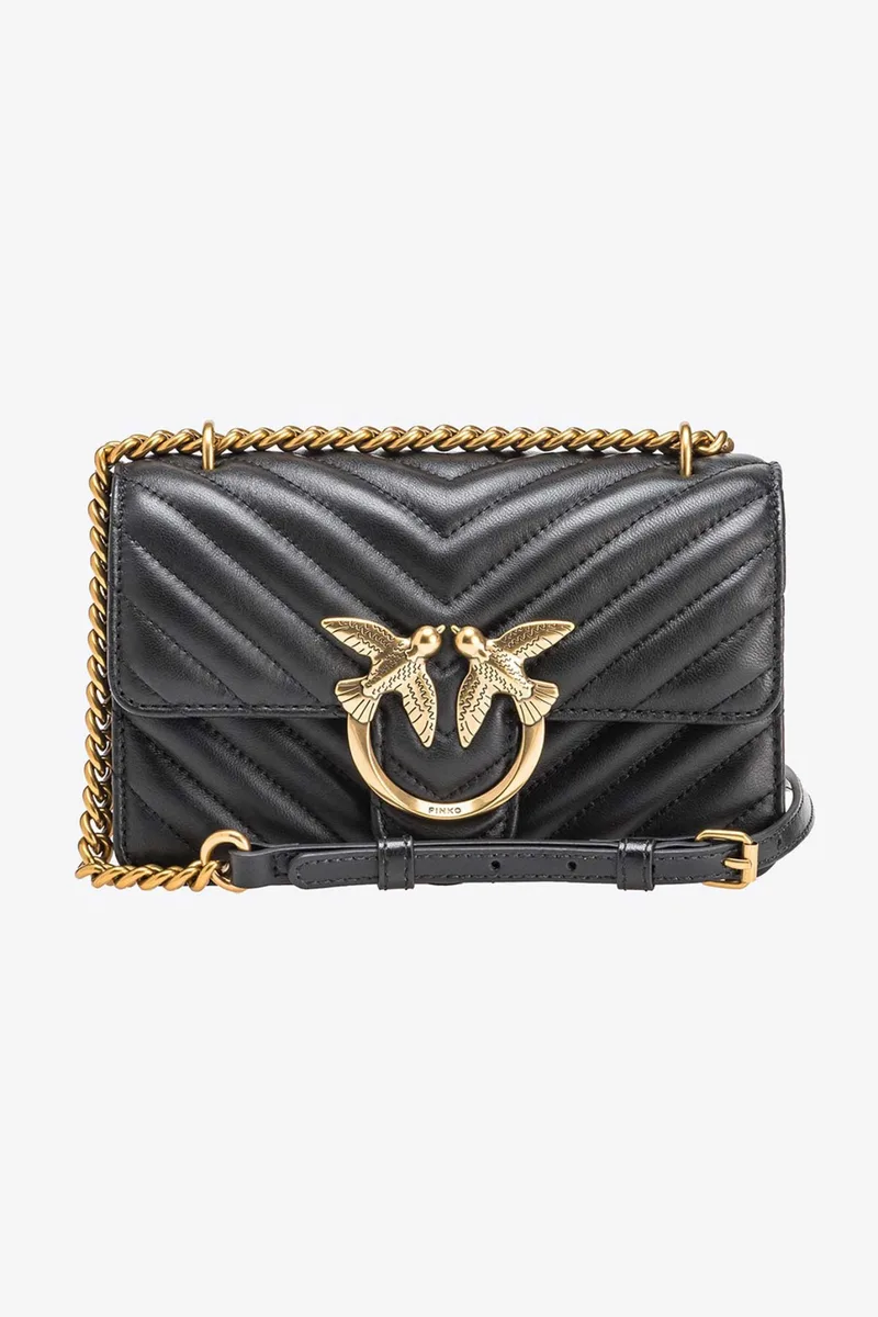 PINKO ΤΣΑΝΤΑΚΙ CROSSBODY LOVE ONE MINI DC LOGO ΜΑΥΡΟ