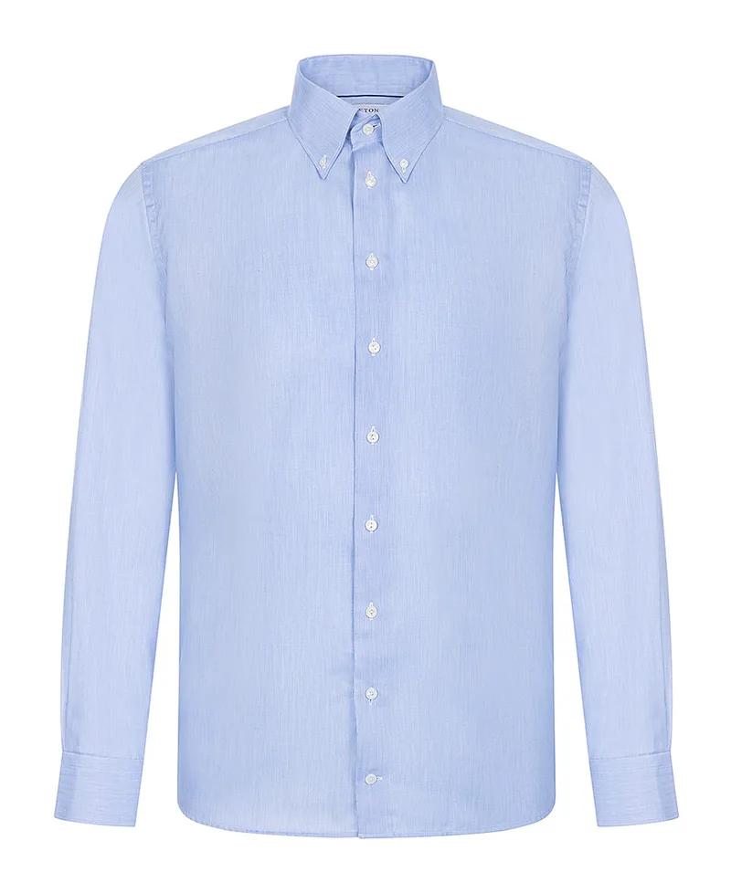 Eton PLUS SIZE Ανδρικό Πουκάμισο Oxford Button Down Slim Fit σε Γαλάζιο
