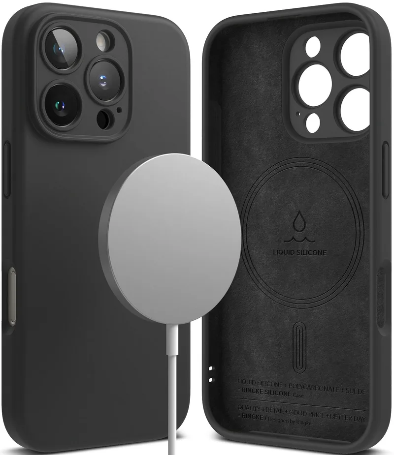 Ανθεκτική MagSafe Θήκη Σιλικόνης - Apple iPhone 16 Pro - Ringke Silicone Magnetic - Black (8809961789946)