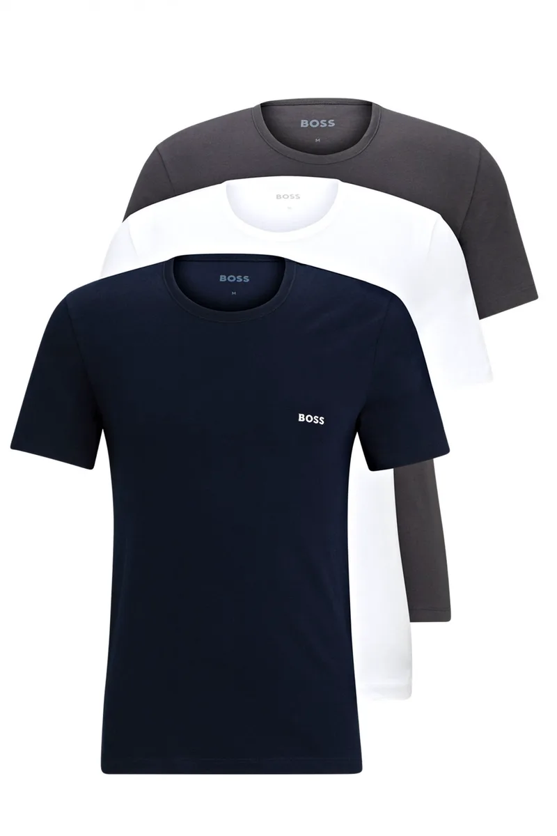BOSS ΕΣΩΡΟΥΧΟ T-SHIRT CREW NECK REGULARFIT T-SHIRT RN 3P CLASSIC ΜΑΥΡΟ-ΛΕΥΚΟ-ΓΚΡΙ