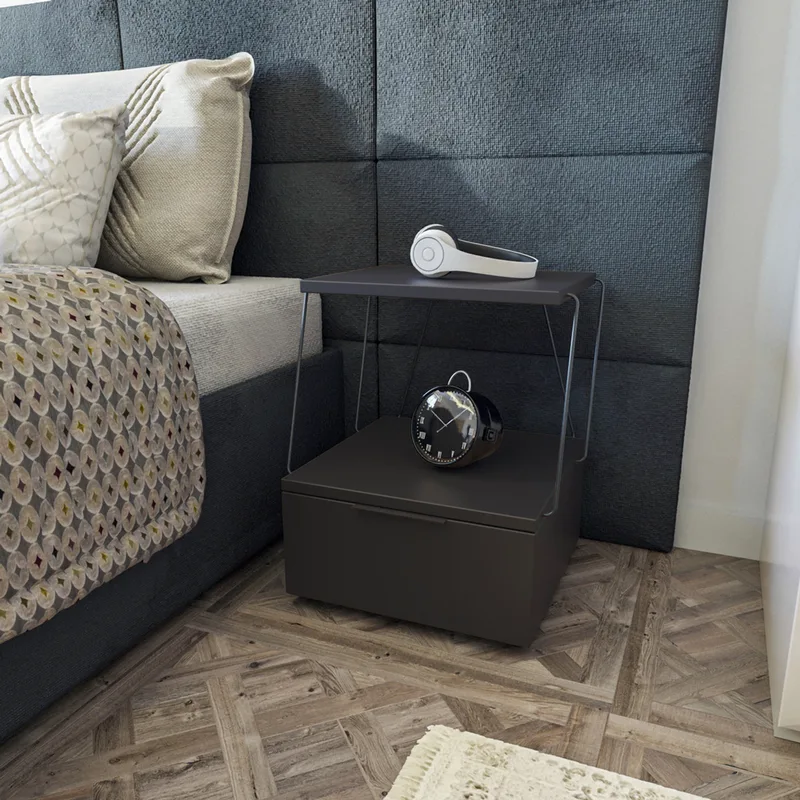Κομοδίνο Tekoba - Anthracite 854Kln4322 42x52x41 cm