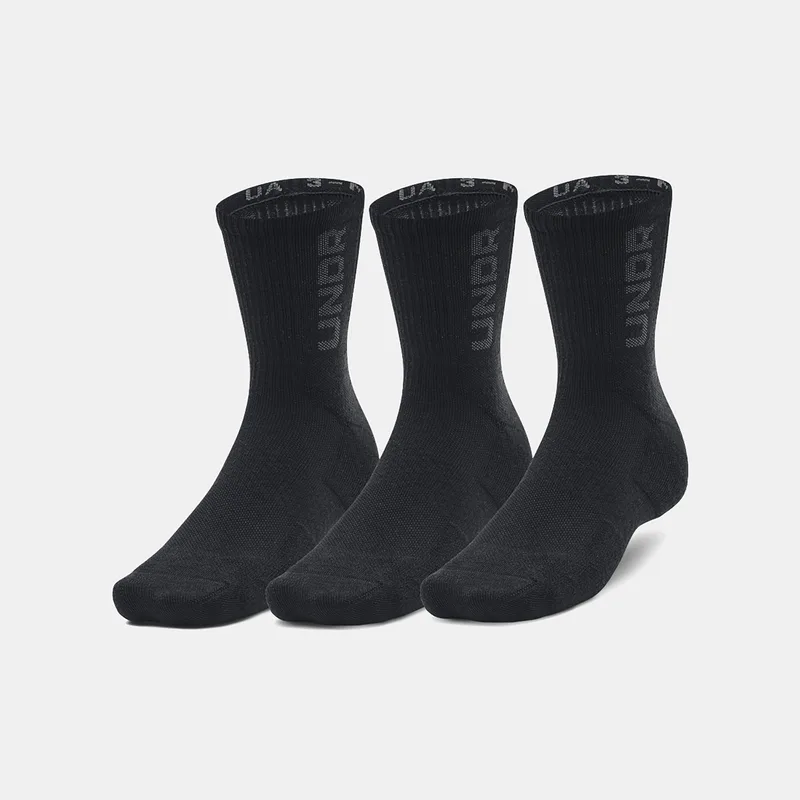 UNDER ARMOUR 3-MAKER MID-CREW SOCKS (3-PACK) ΜΑΥΡΟ