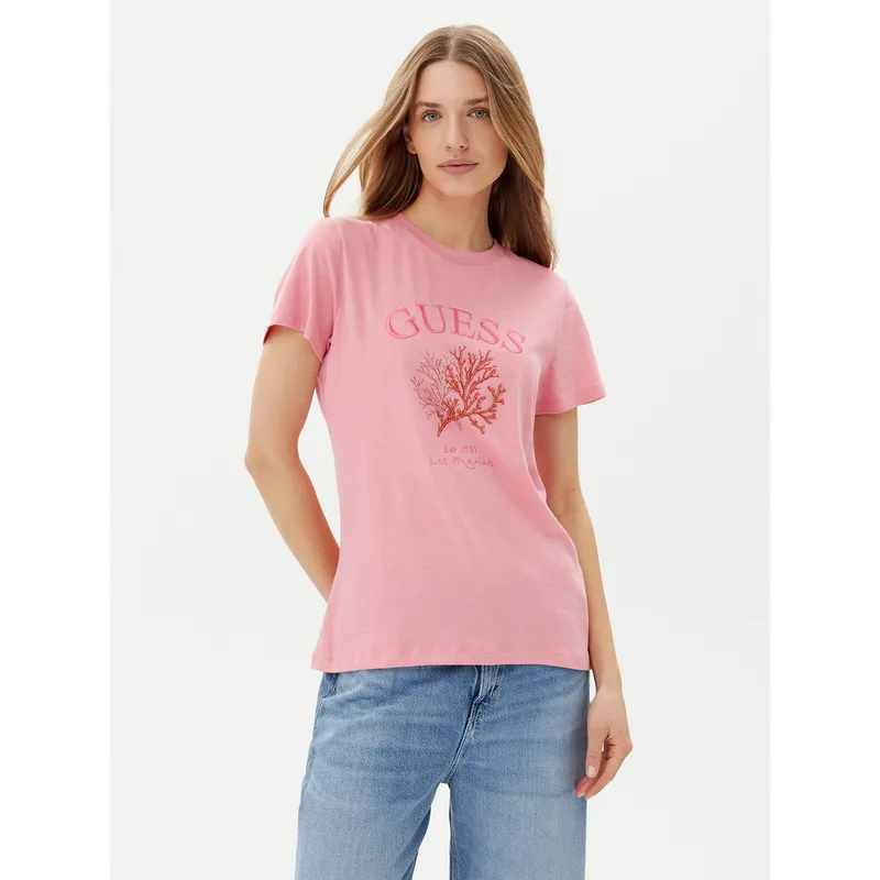 Guess T-Shirt E5GI03 K8G01 Ροζ Regular Fit
