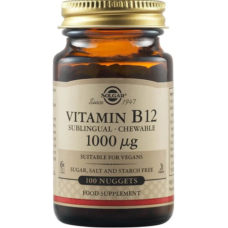 Solgar Vitamin B12 Συμπλήρωμα Διατροφής Βιταμίνης Β12 για την Καλή Λειτουργία του Νευρικού Συστήματος με Γεύση Κεράσι 100chew.tabs