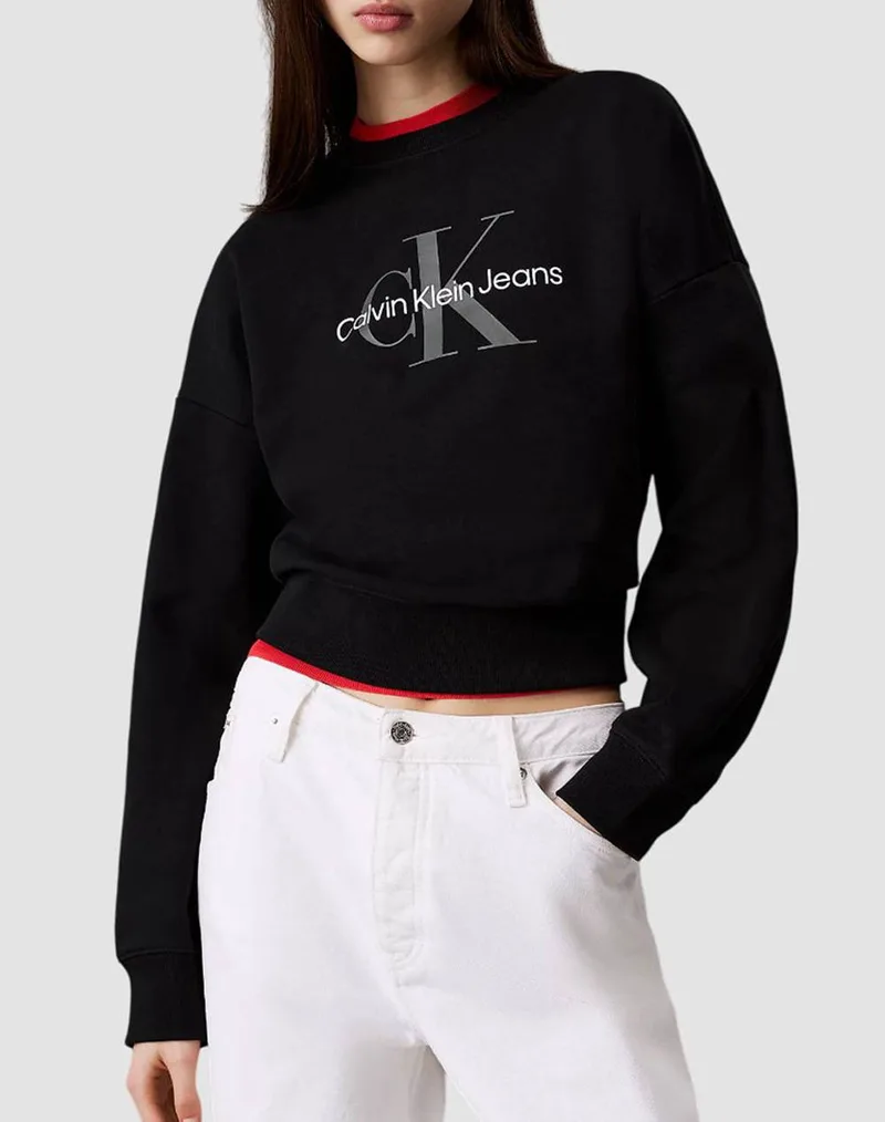 CALVIN KLEIN JEANS LS MONOLOGO FRENCH TERRY RLXD CN LV047B234G-UB1 Black