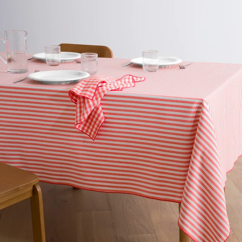 Ριγέ τραπεζομάντηλο από βαμμένο νήμα 150x150 cm