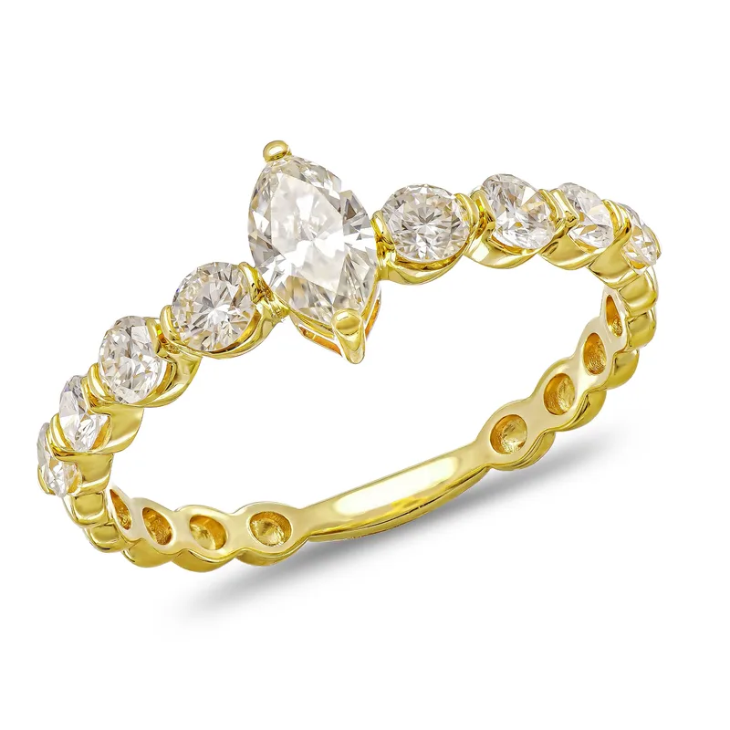 Diamond Group Μονόπετρο Δαχτυλίδι με Διαμάντια Brilliant από Kίτρινο Χρυσό 18 Καρατίων DDX775