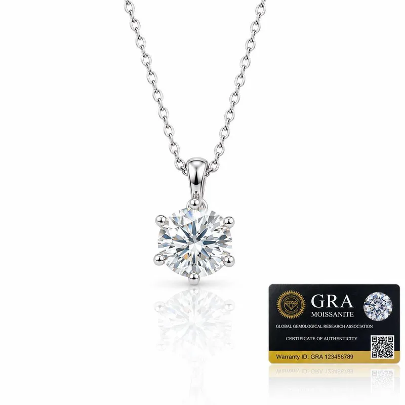 Ασημένιο Κολιέ RS με Moissanite 1ct και GRA