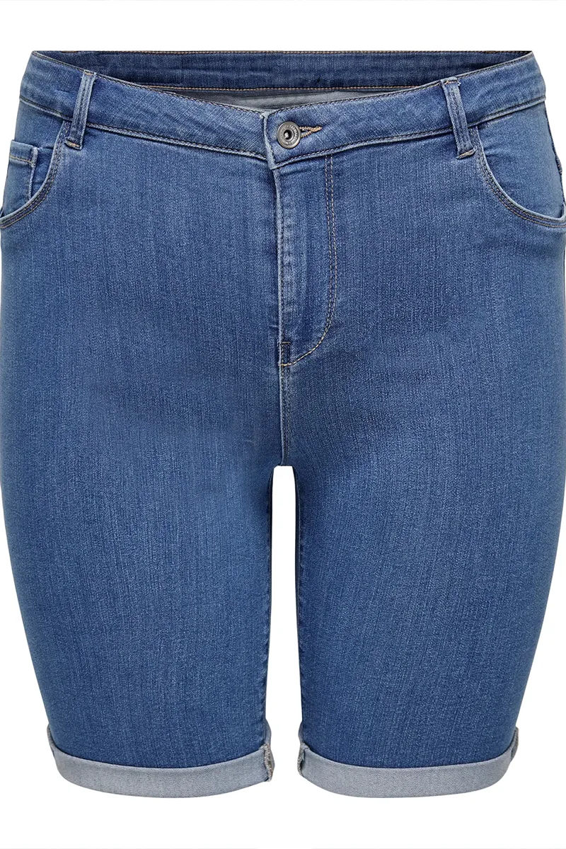 Jean shorts με ρεβέρ τελείωμα σε denim blue χρώμα