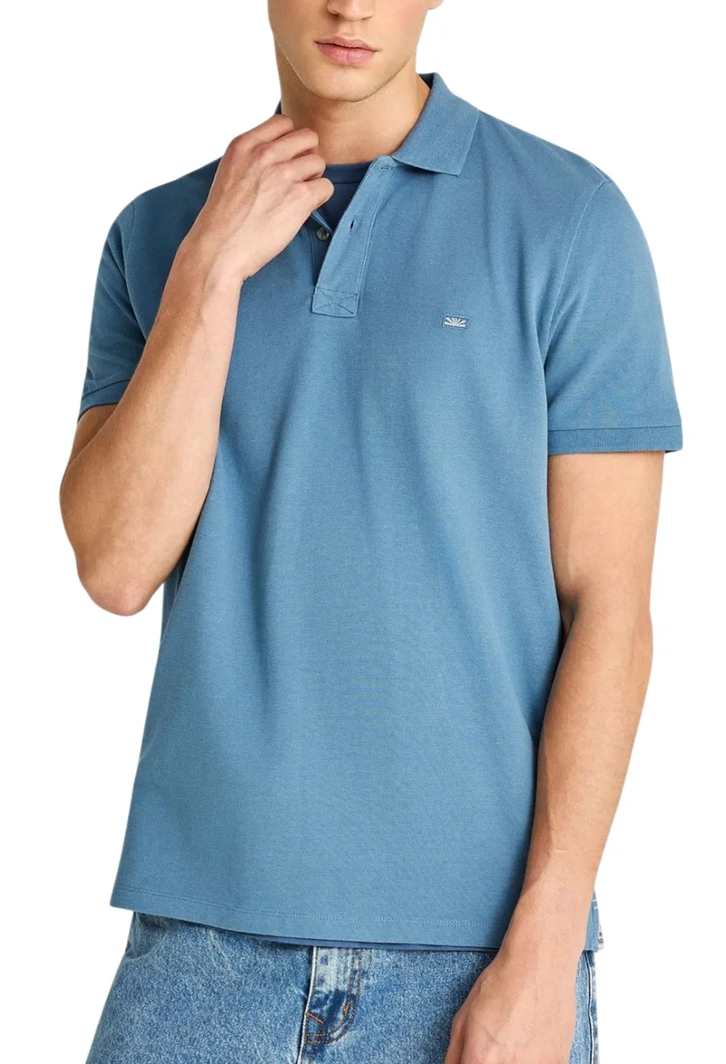 Μπλούζα Polo Funky Buddha Με Διακριτικό Λογότυπο FBM013-001-11-BLUE HEAVEN Ανδρικό