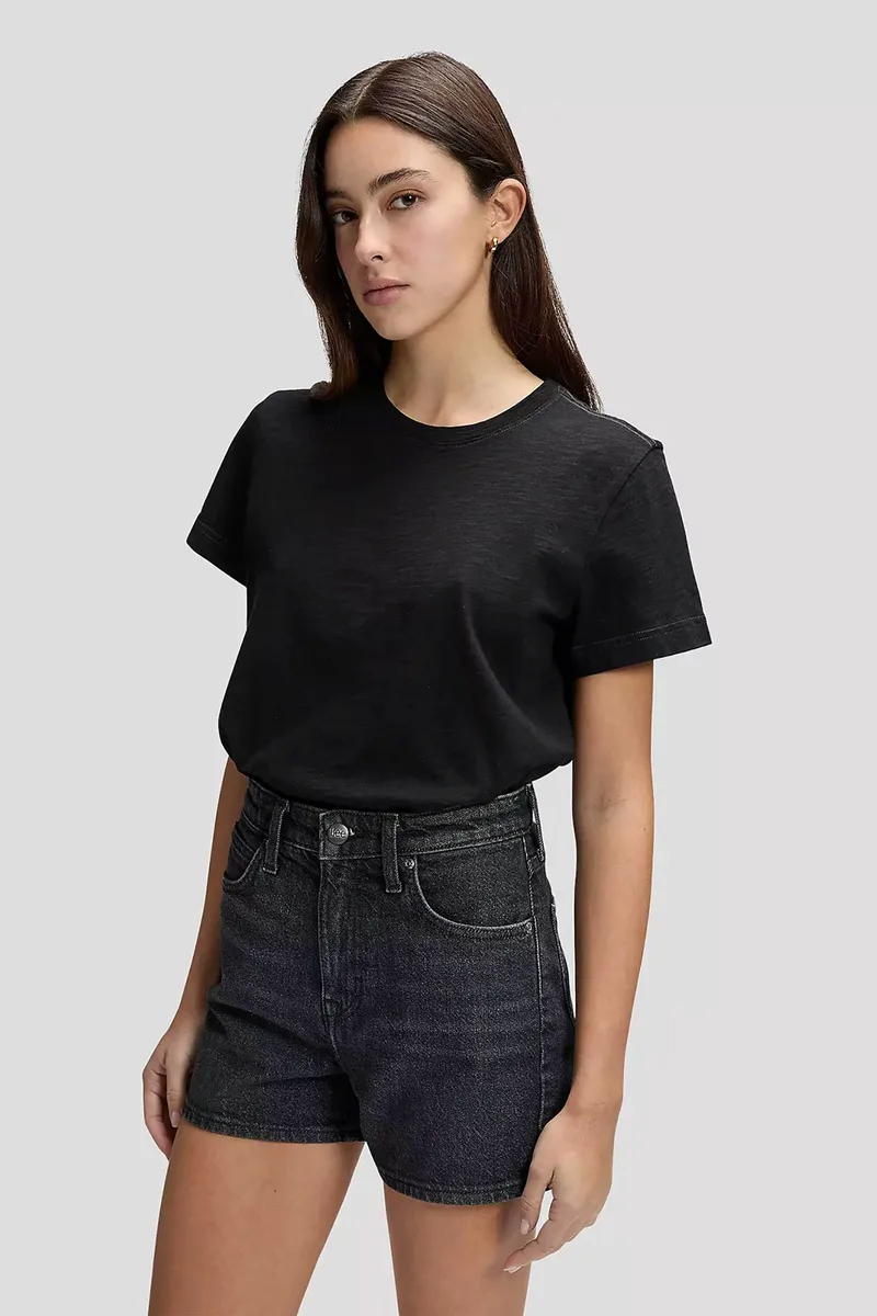 Lee® γυναικείο T-shirt μονόχρωμο Regular Fit "Perfect" - 112378787 Μαύρο