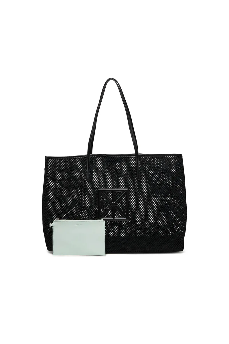 Calvin Klein Jeans γυναικεία τσάντα shopper με διάτρητο σχέδιο και monogram - LV04F3422G Μαύρο