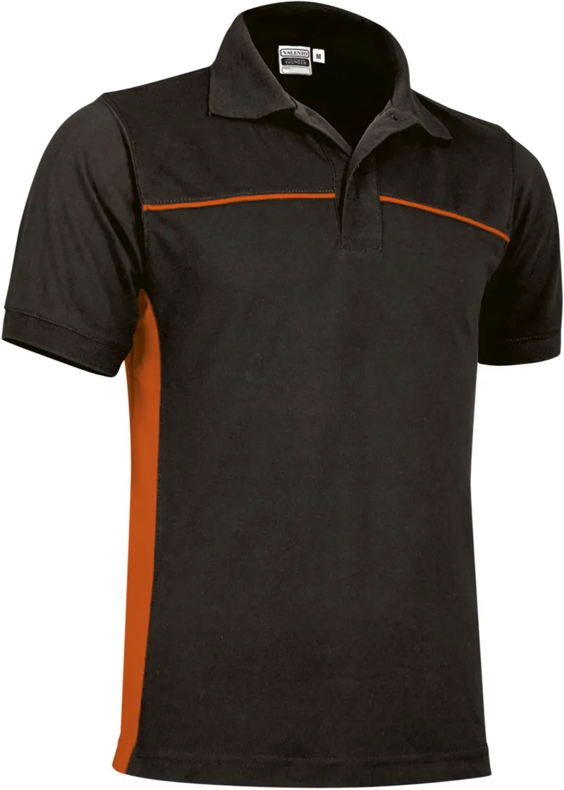 Κοντομάνικο Polo Shirt THUNDER Valento POVATHUNN Black-Party Πορτοκαλί