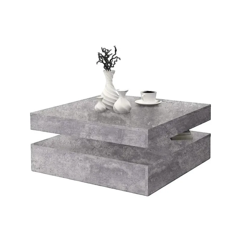 Χαμηλά τραπέζια Coffee Table Basse Pivotante Béton Gris Clair