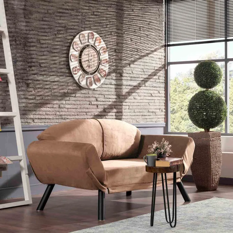 Διθέσιος Καναπές-Κρεβάτι Genzo - Light Brown 859Ftn2869 (177x87x75)