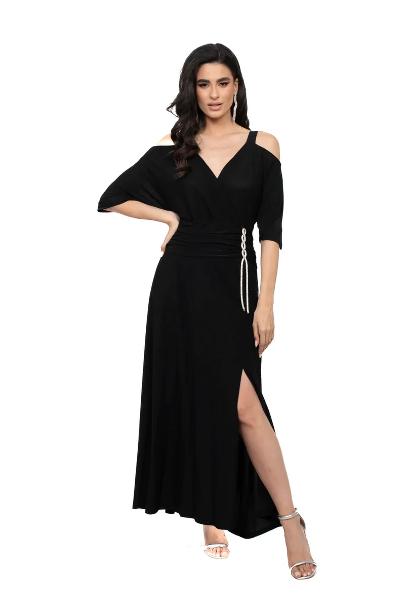 ΦΟΡΕΜΑ PLUS SIZE ΕΛΑΣΤΙΚΟ ΜΕ ΣΟΥΡΑ ΜΑΥΡΟ ΜΑΥΡΟ