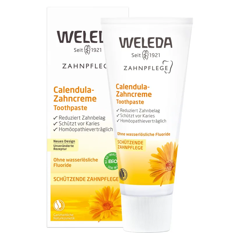 Weleda Calendula Toothpaste Οδοντόκρεμα Καλέντουλας με Μάραθο, Φυσικά Φυτικά Εκχυλίσματα & Μέταλλα, Χωρίς Μέντα 75ml