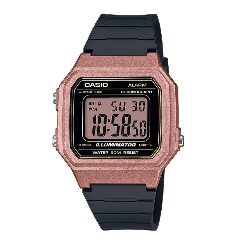 CASIO Collection Chronograph Black Rubber Strap W-217HM-5AVEF
