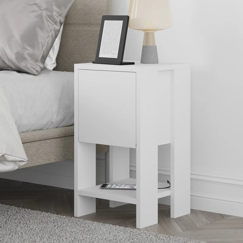 Κομοδίνο Ema - White, White 776Hms3419 (30x55x30)