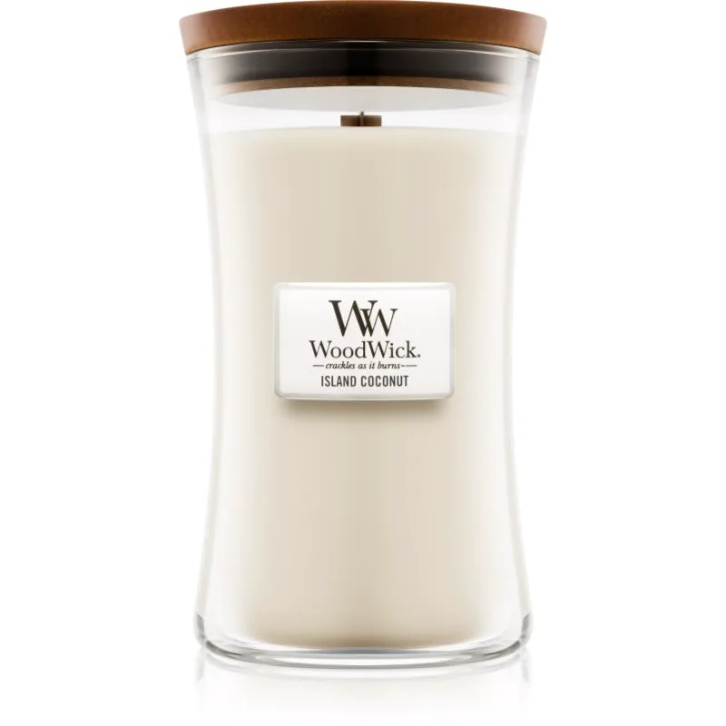 Woodwick Island Coconut αρωματικό κερί με ξύλινο φιτίλι 609.5 γρ