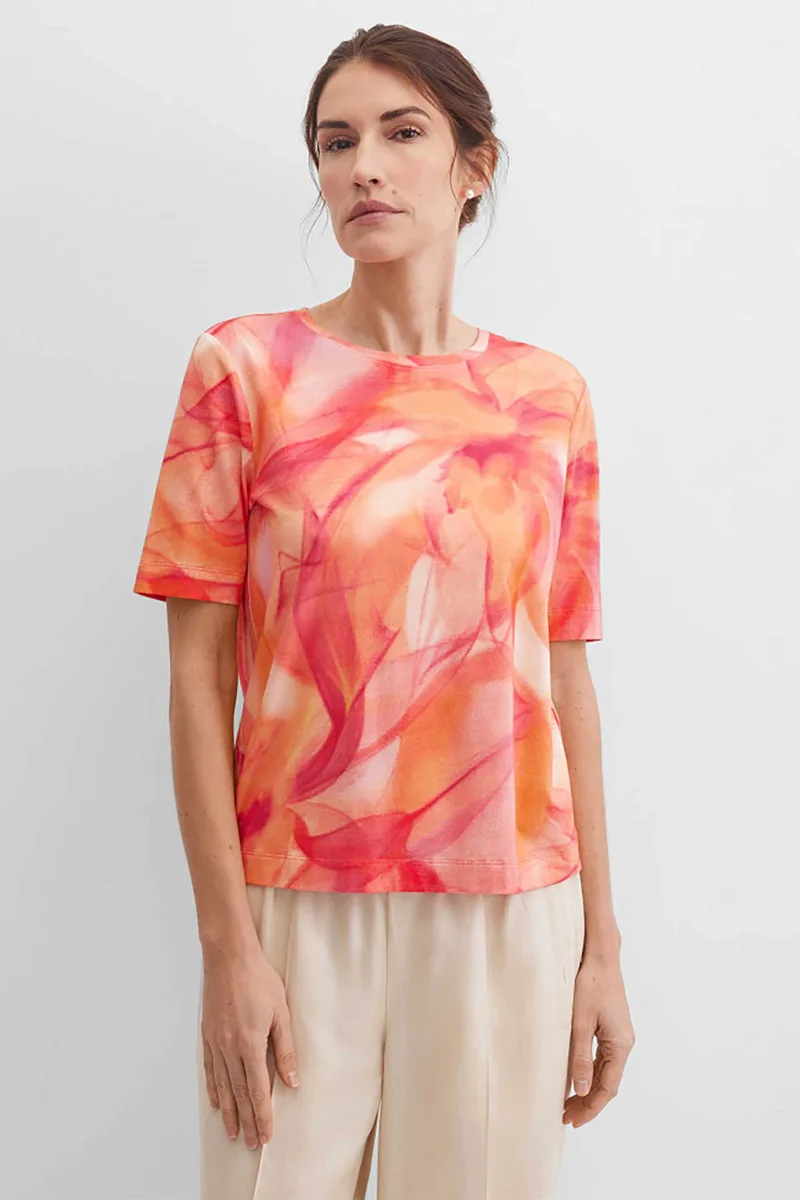 Gerry Weber γυναικείο T-shirt με all-over floral print - N61720331040 Κοραλί