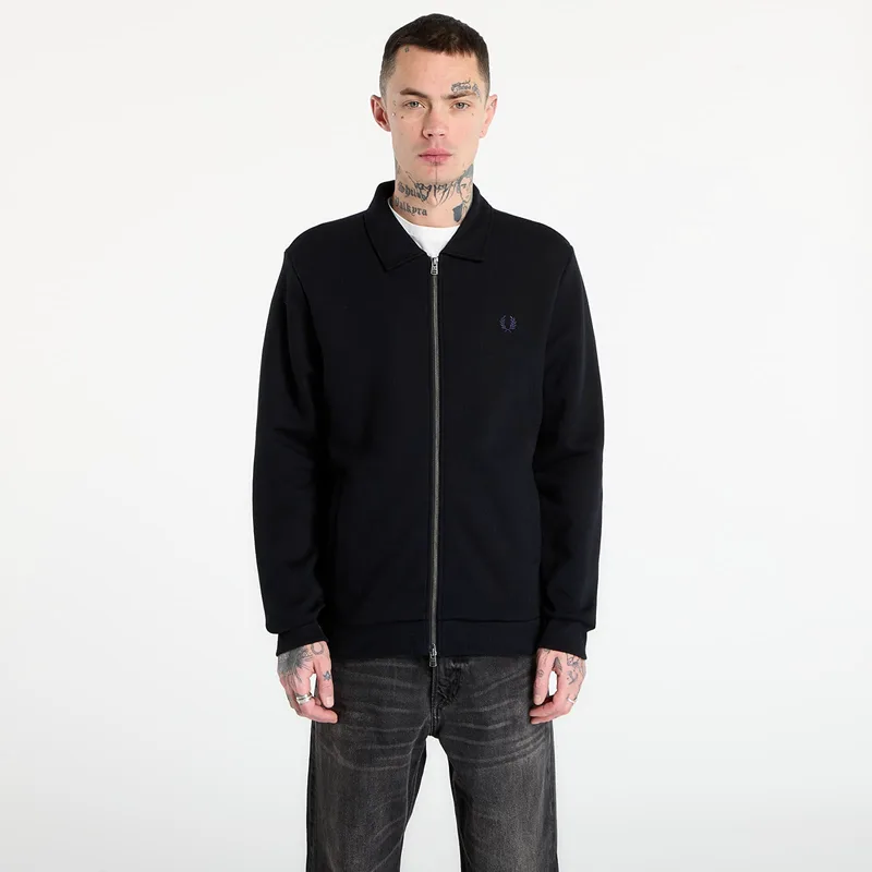 Φούτερ FRED PERRY Zip Through Collared Sweatshirt Black XL