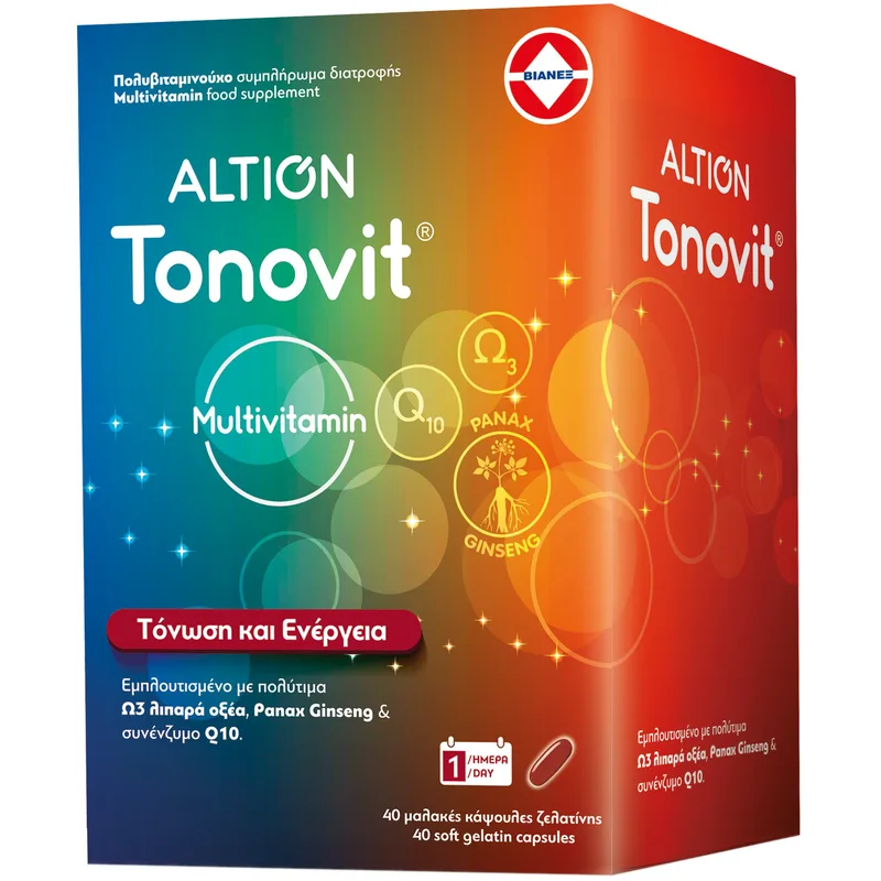 Altion Tonovit Multivitamin Συμπλήρωμα Διατροφής Πολυβιταμινών, Μετάλλων & Ιχνοστοιχείων για Τόνωση & Ενέργεια 40caps