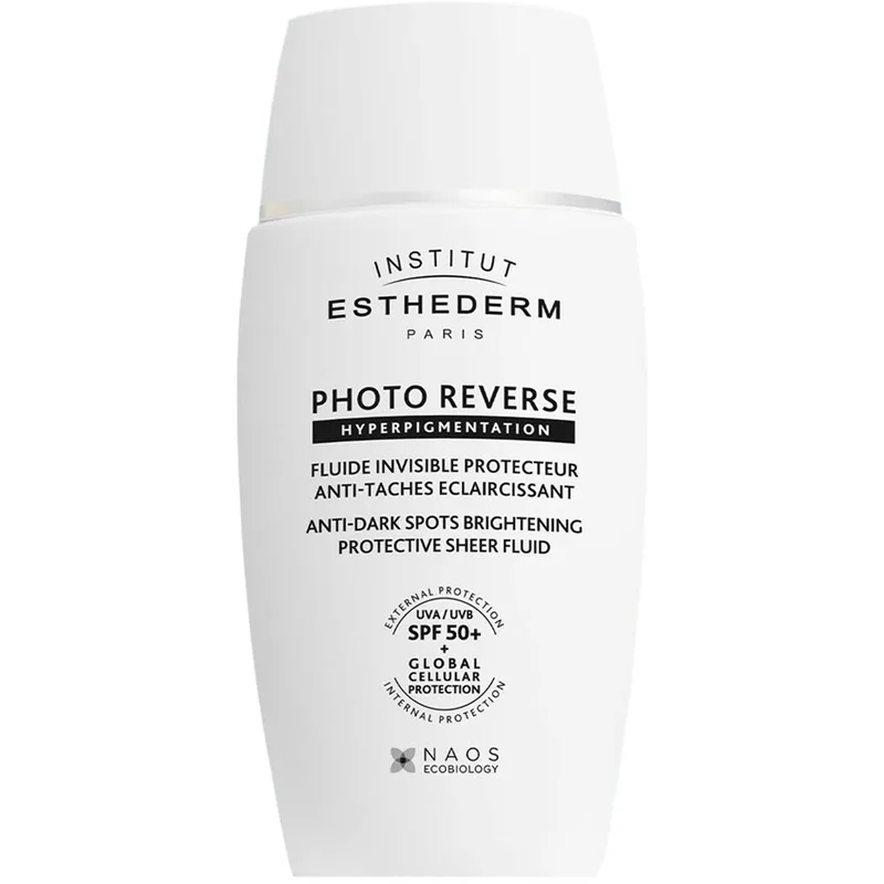 Institut Esthederm Photo Reverse Hyperpigmentation Spf50+ Anti-Dark Spots Brightening Protective Sheer Fluid Λεπτόρρευστη Αόρατη Αντηλιακή Λοσιόν Προσώπου Πολύ Υψηλής Προστασίας για Πρόληψη & Μείωση των Σκούρων Κηλίδων 40ml