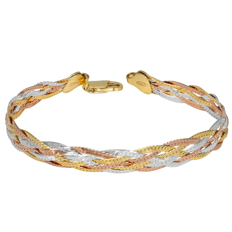 Ασημένιο τρίχρωμο βραχιόλι 925 με snake αλυσίδες 055465 055465 Ασήμι