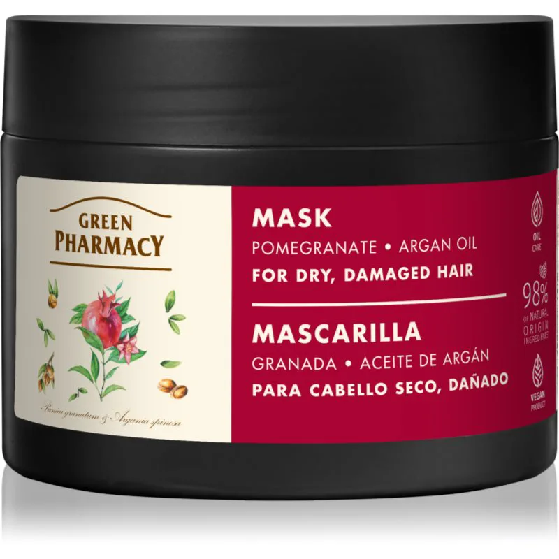 Green Pharmacy Argan Oil & Pomegranate Care Mask περιποιητική μάσκα για κατεστραμμένα μαλλιά 300 ml
