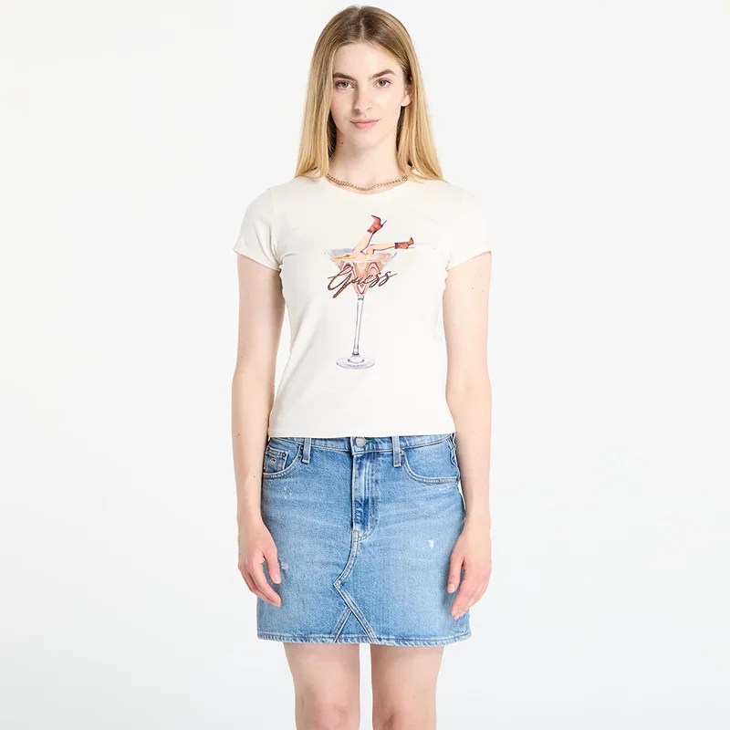 T-shirt GUESS Ss Tini Boots Espresso R5 Tee Μπεζ S