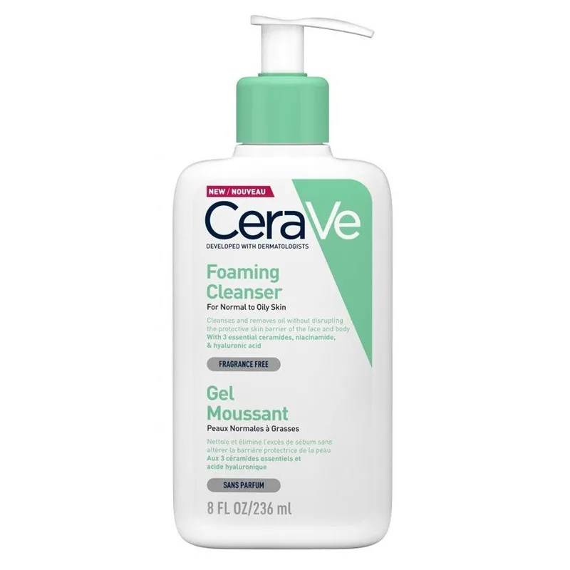CeraVe for Normal to Oily Skin Face & Body Foaming Cleanser Gel Αφρώδες Τζέλ Καθαρισμού Προσώπου & Σώματος για Κανονική προς Λιπαρή Επιδερμίδα 236ml