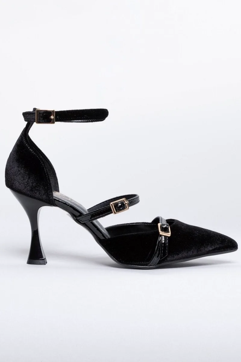 TFP Velvet Ankle Strap Pumps - 757 (velvet) - Black